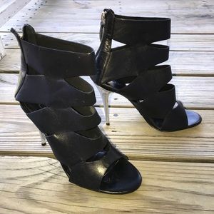 Bebe Gladiator Black Leather Sandals